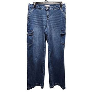 YMI jeans Low-Rise Skater wide leg cargo pocket denim 13/31